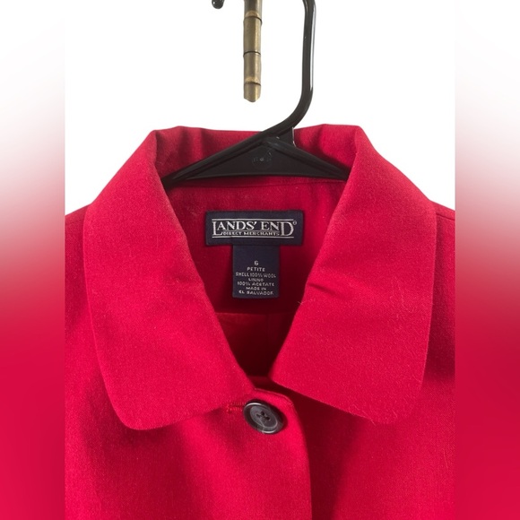 Lands end vintage red wool collared blazer suit jacket - Picture 3 of 5